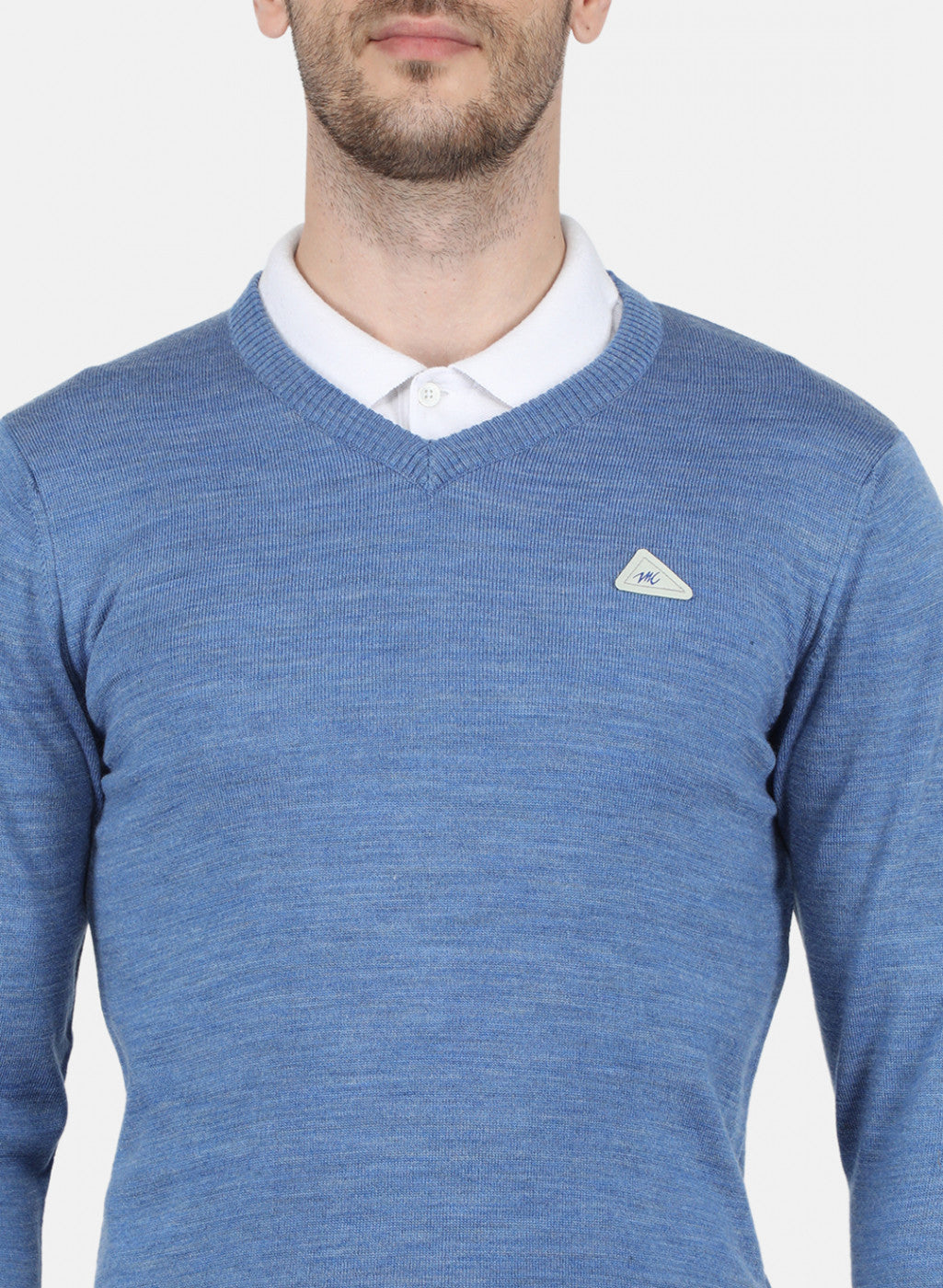 Men Blue Solid Pullover