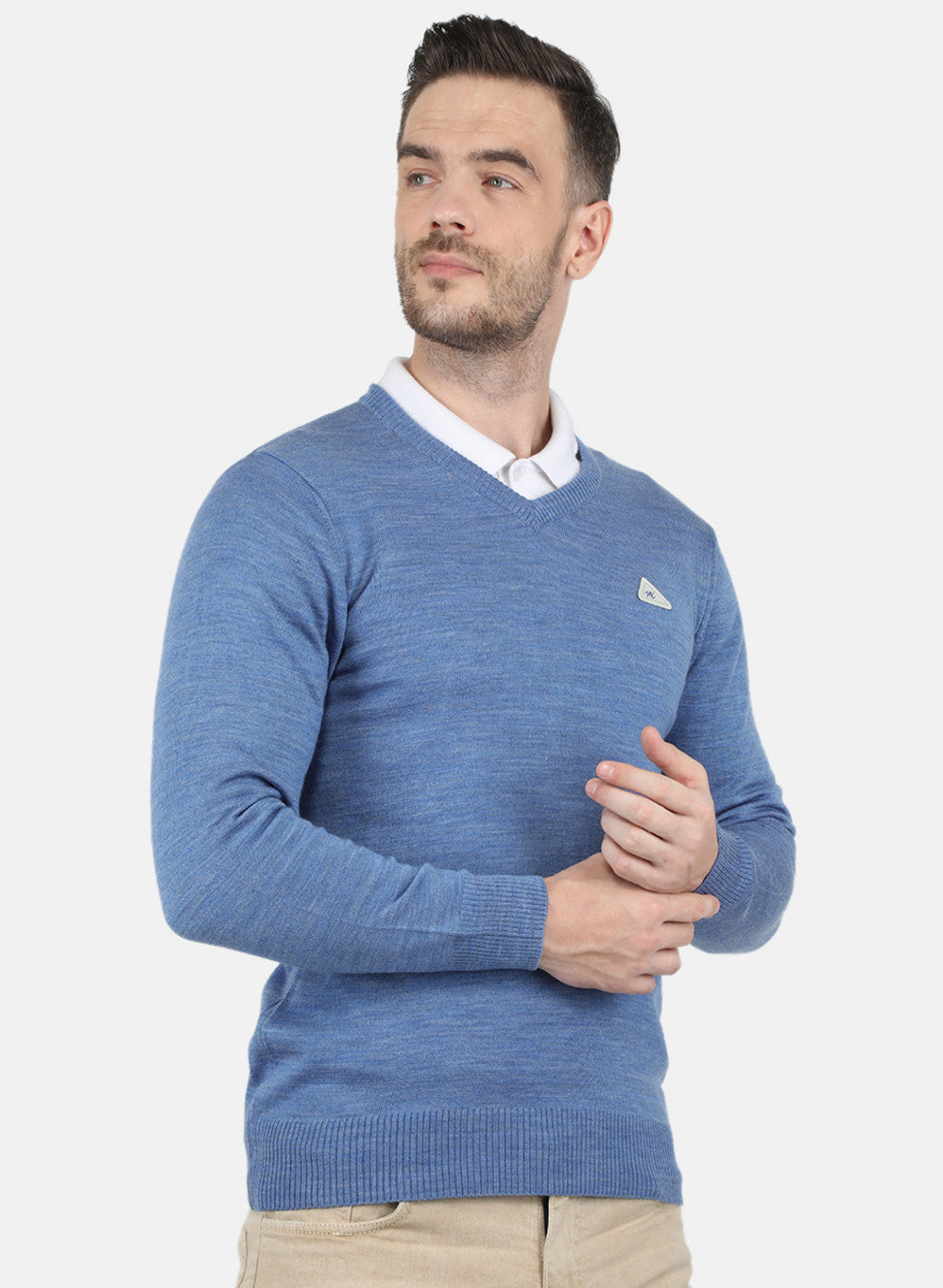 Men Blue Solid Pullover