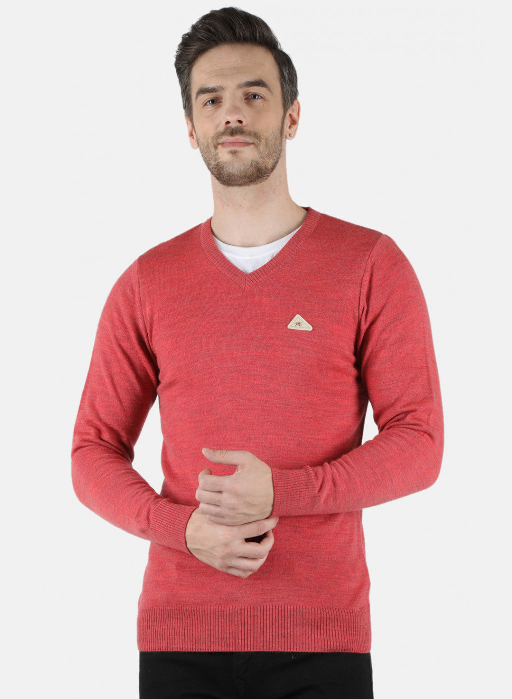 Men Red Solid Pullover