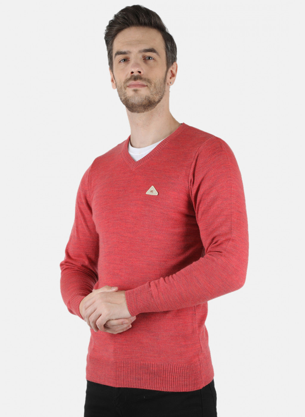 Men Red Solid Pullover