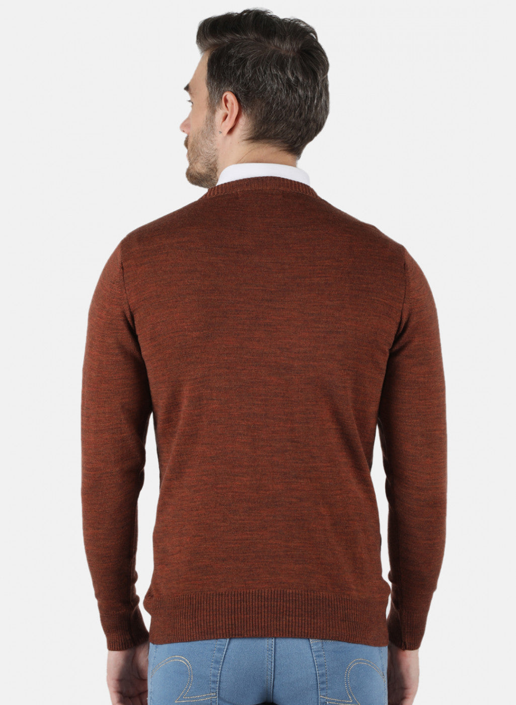 Men Brown Solid Pullover