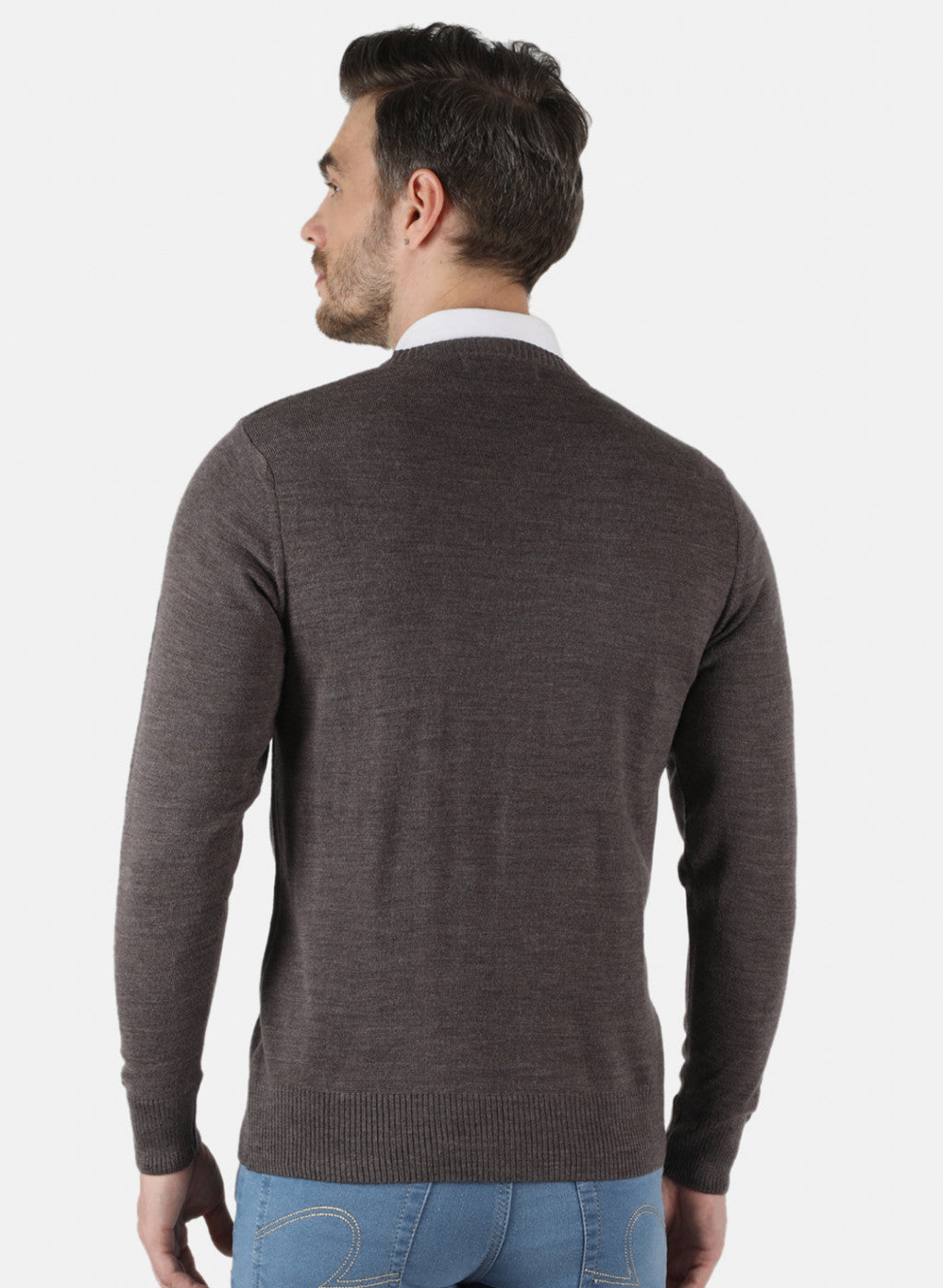 Men Grey Solid Pullover