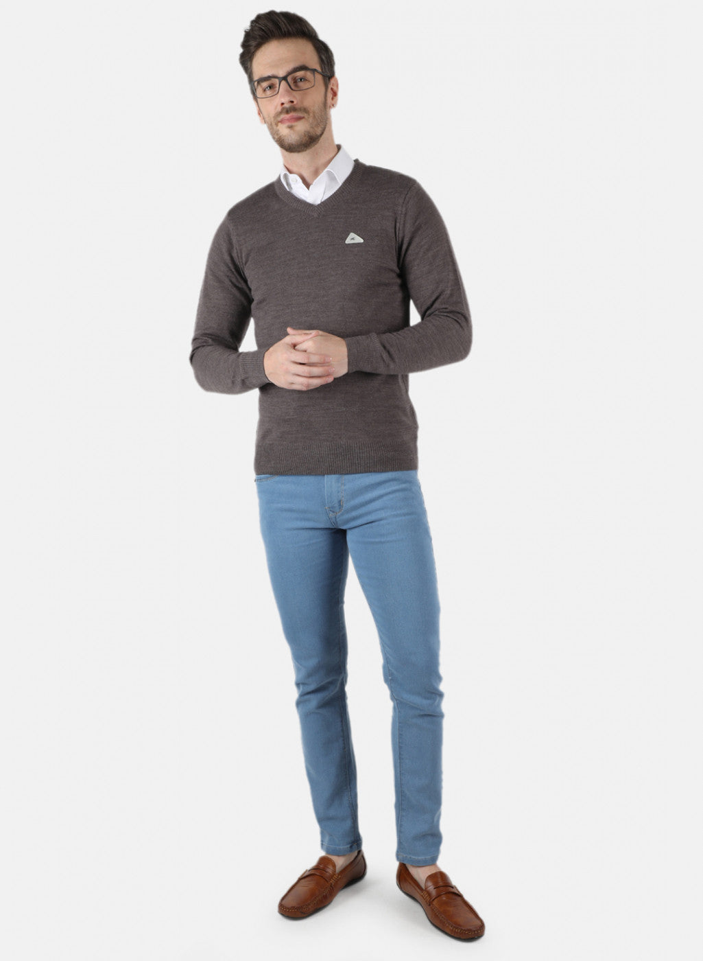 Men Grey Solid Pullover