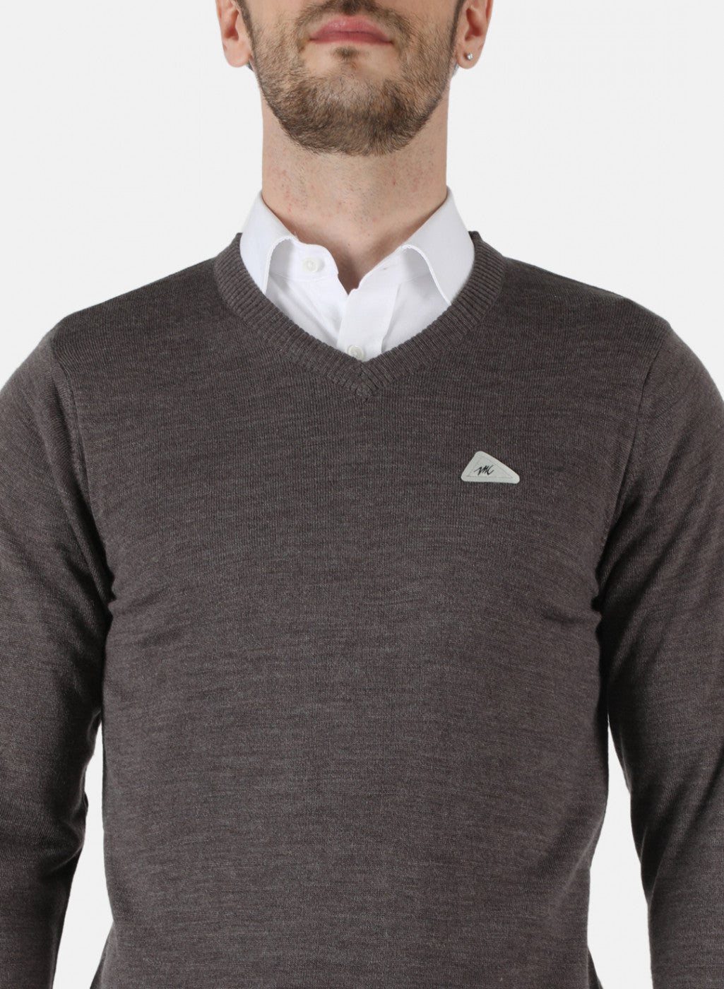 Men Grey Solid Pullover