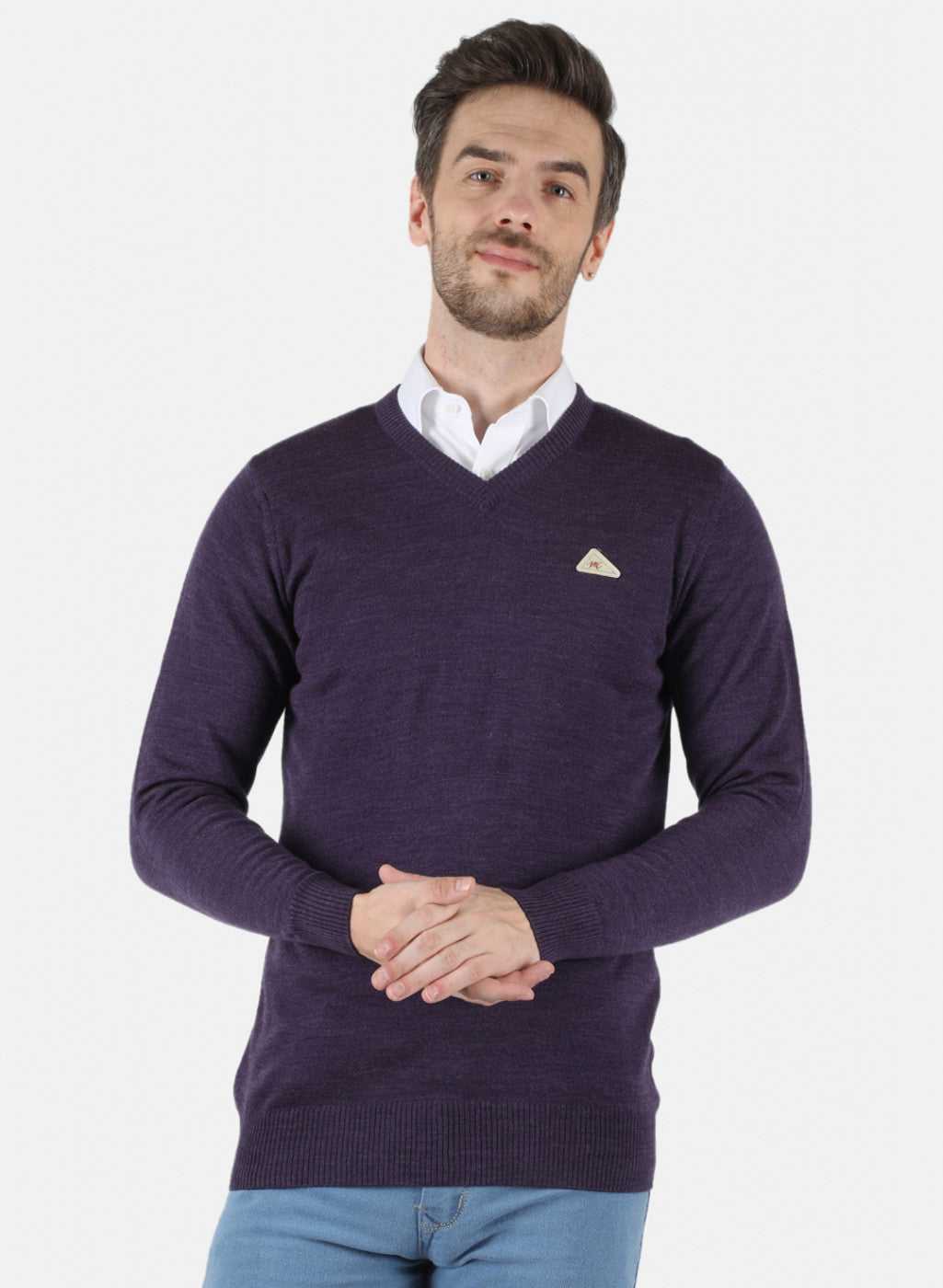 Men Purple Solid Pullover