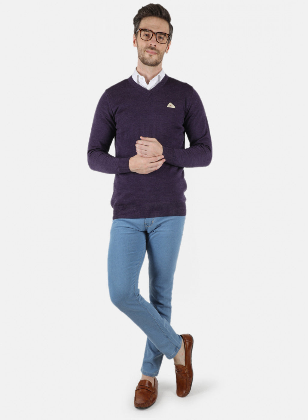 Men Purple Solid Pullover