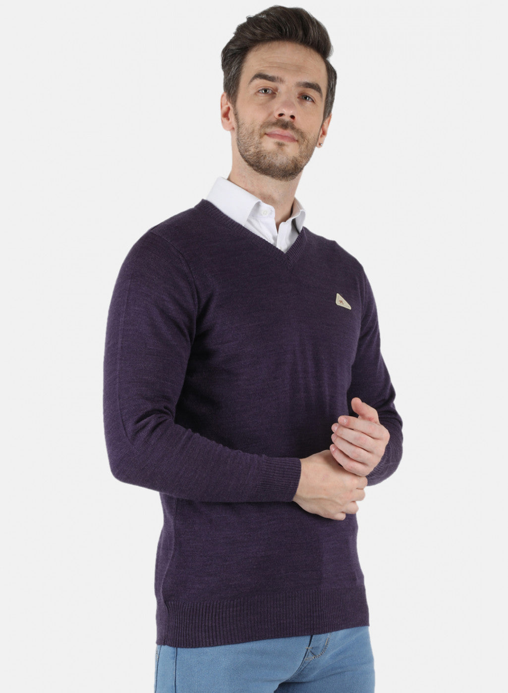 Men Purple Solid Pullover