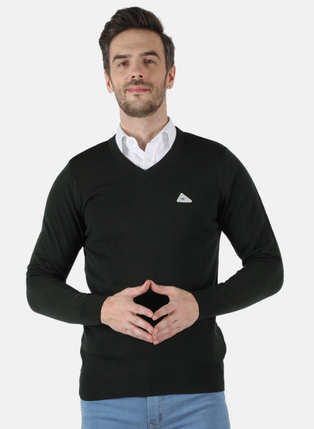 Men Green Solid Pullover