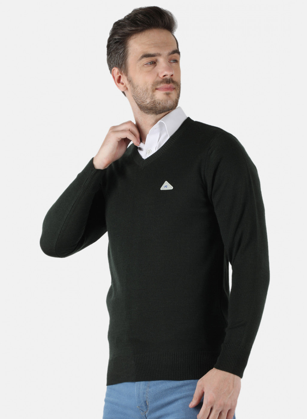 Men Green Solid Pullover