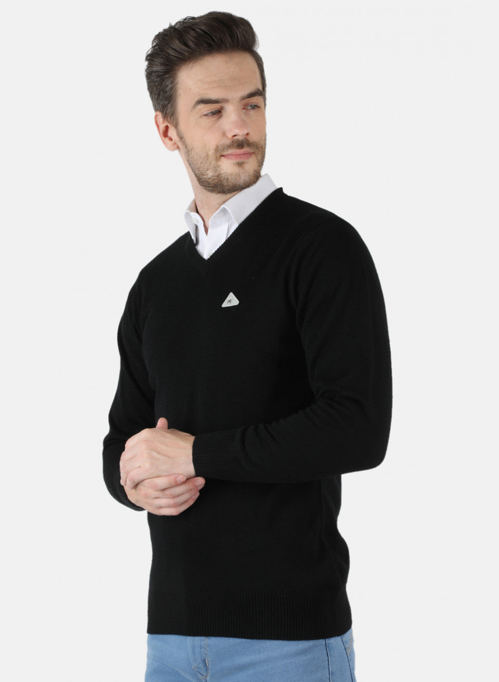Men Black Solid Pullover