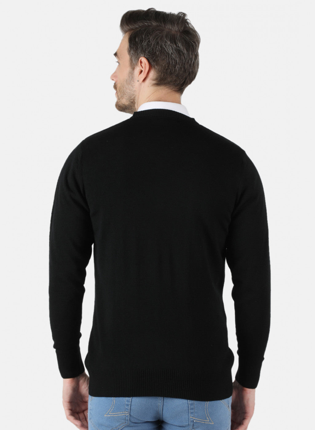 Men Black Solid Pullover