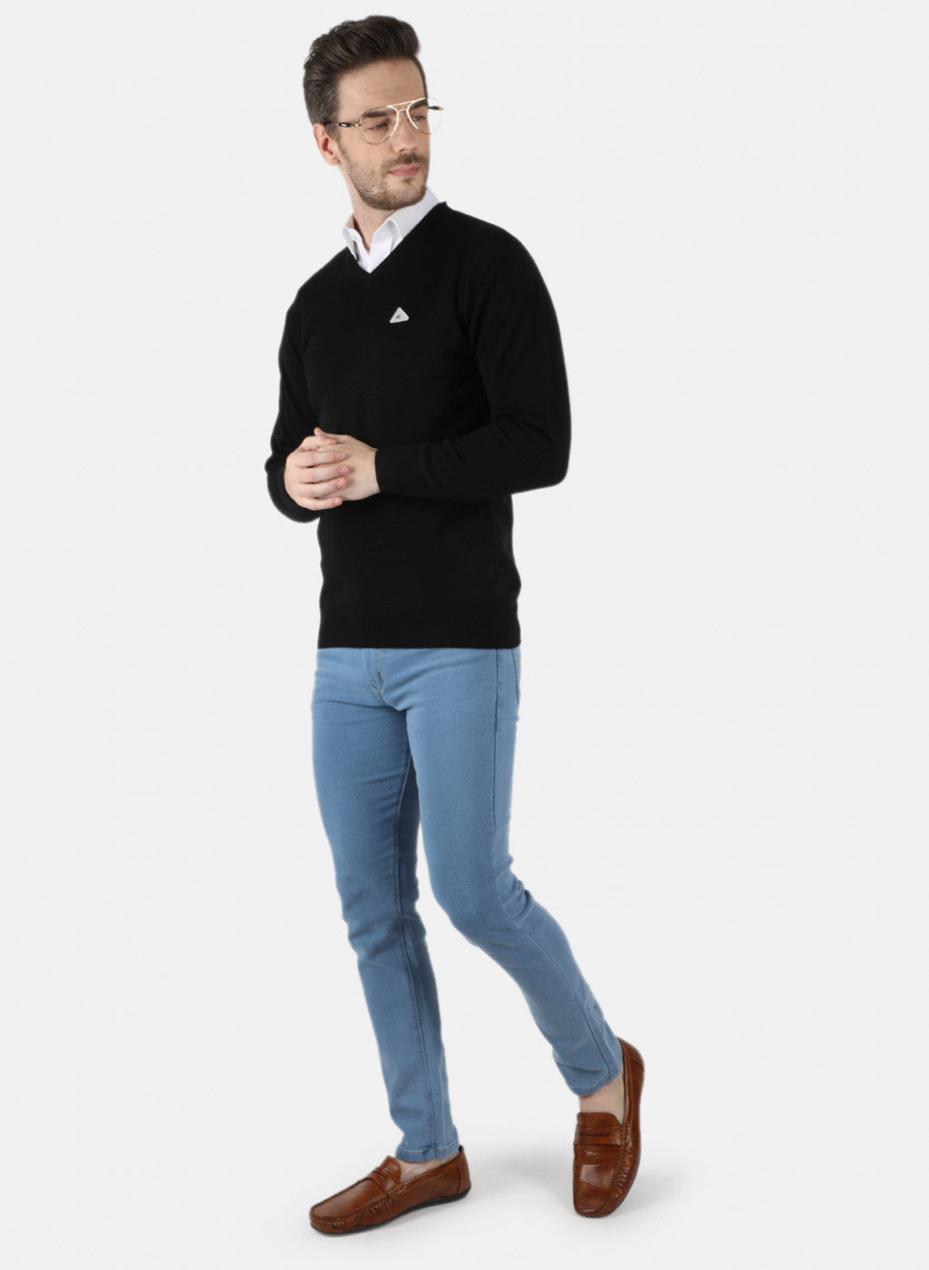 Men Black Solid Pullover