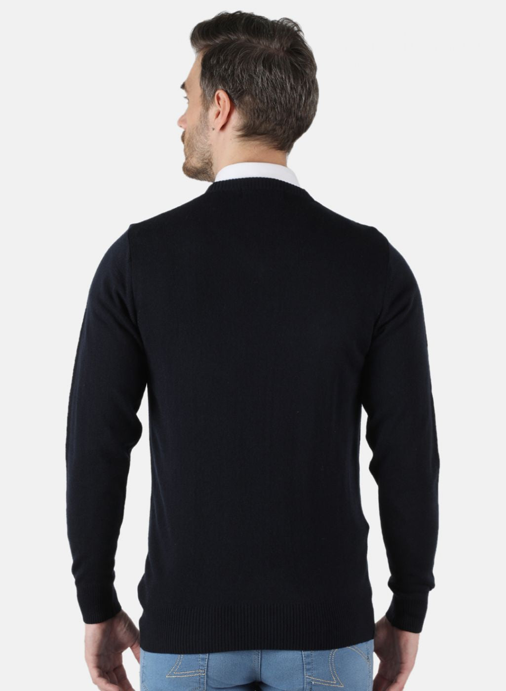 Men NAvy Blue Solid Pullover