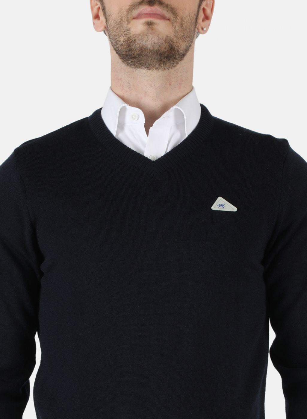 Men NAvy Blue Solid Pullover