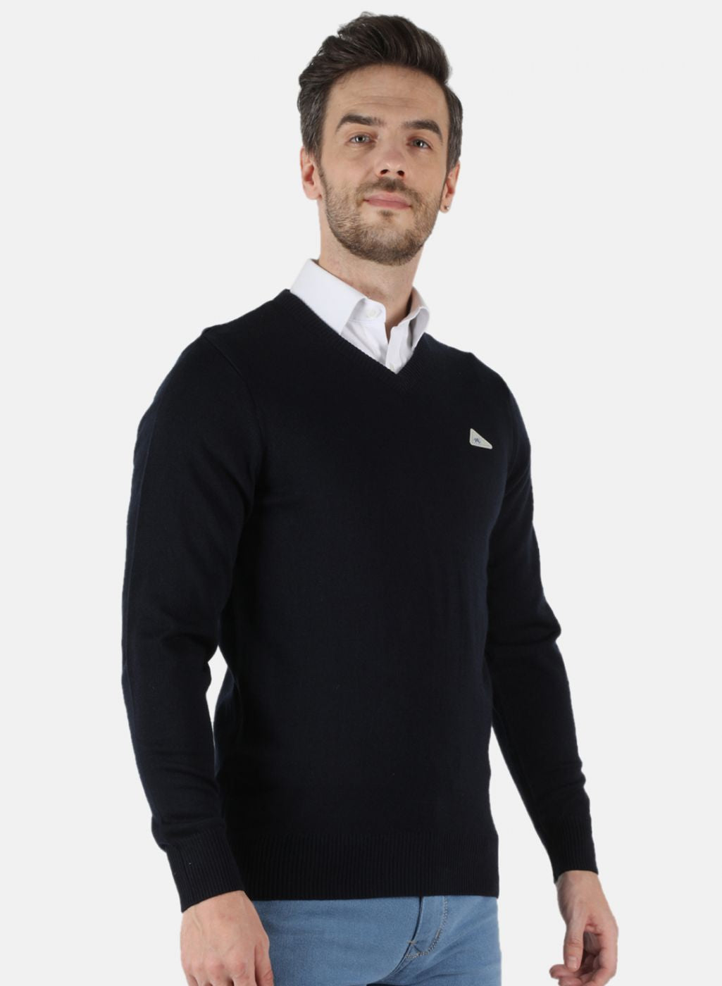 Men NAvy Blue Solid Pullover