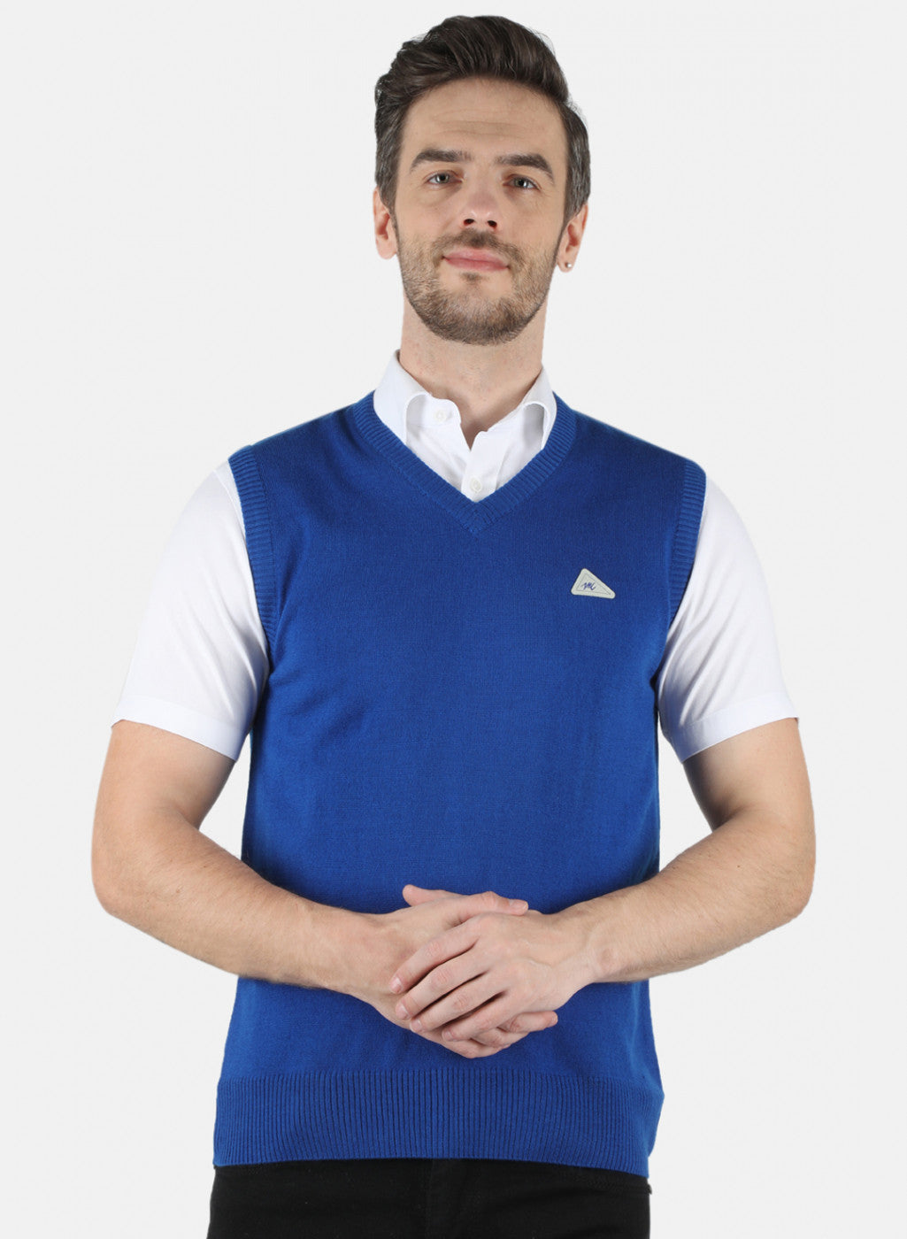 Men Royal Blue Solid Sweater