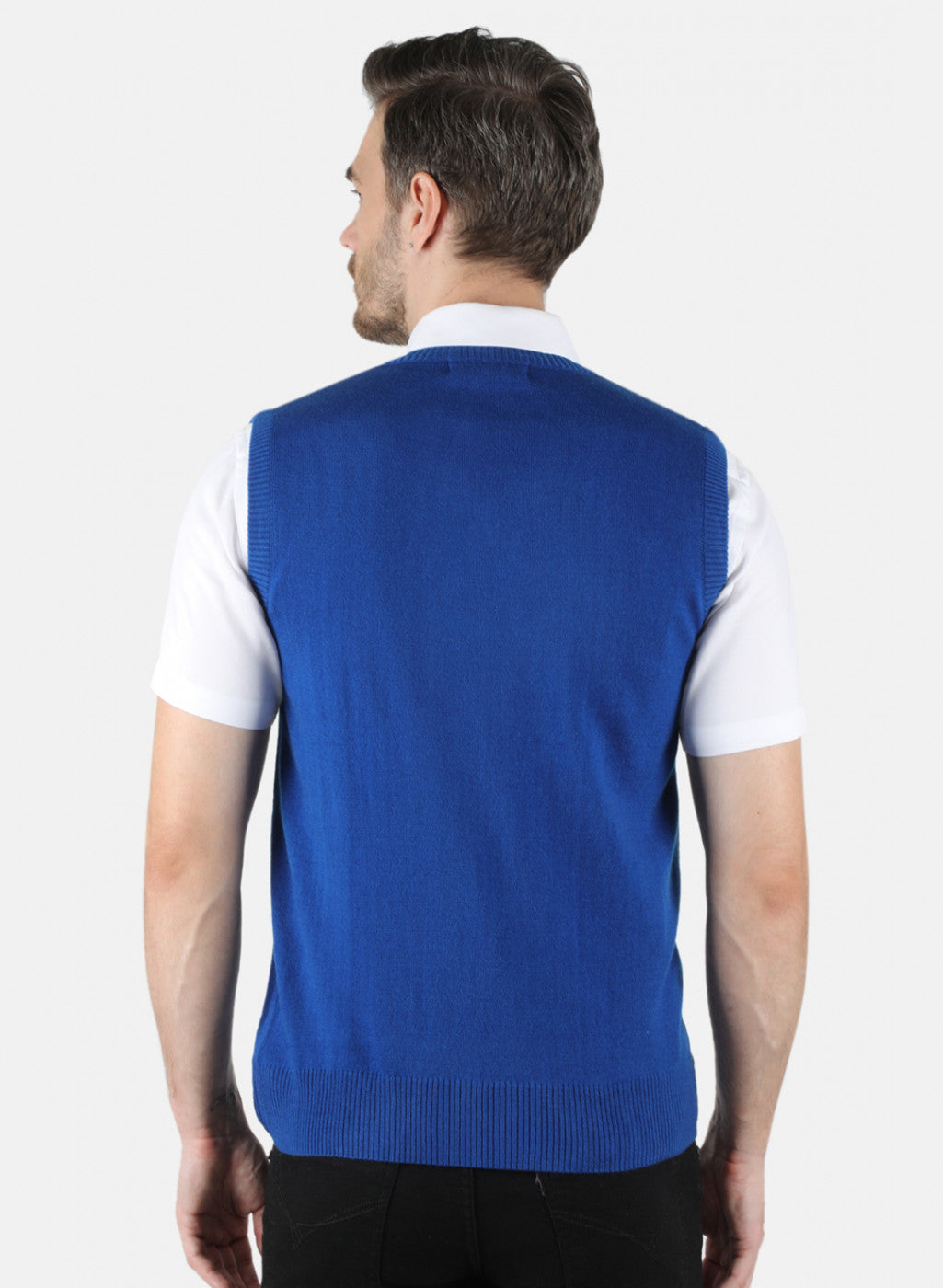 Men Royal Blue Solid Sweater