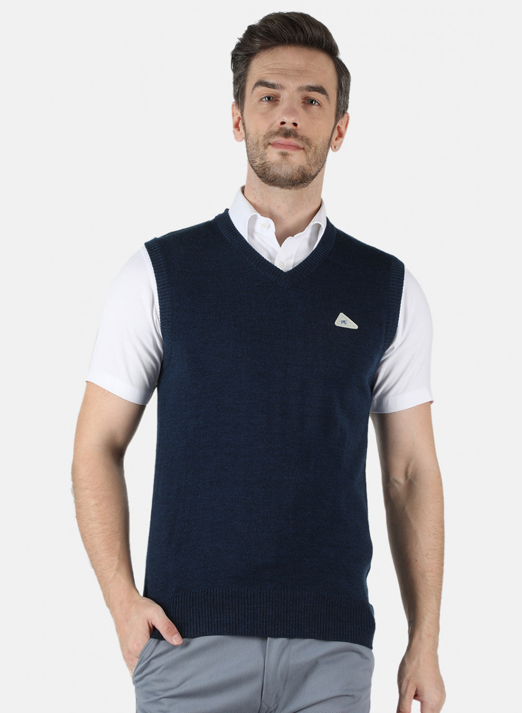 Men NAvy Blue Solid Sweater