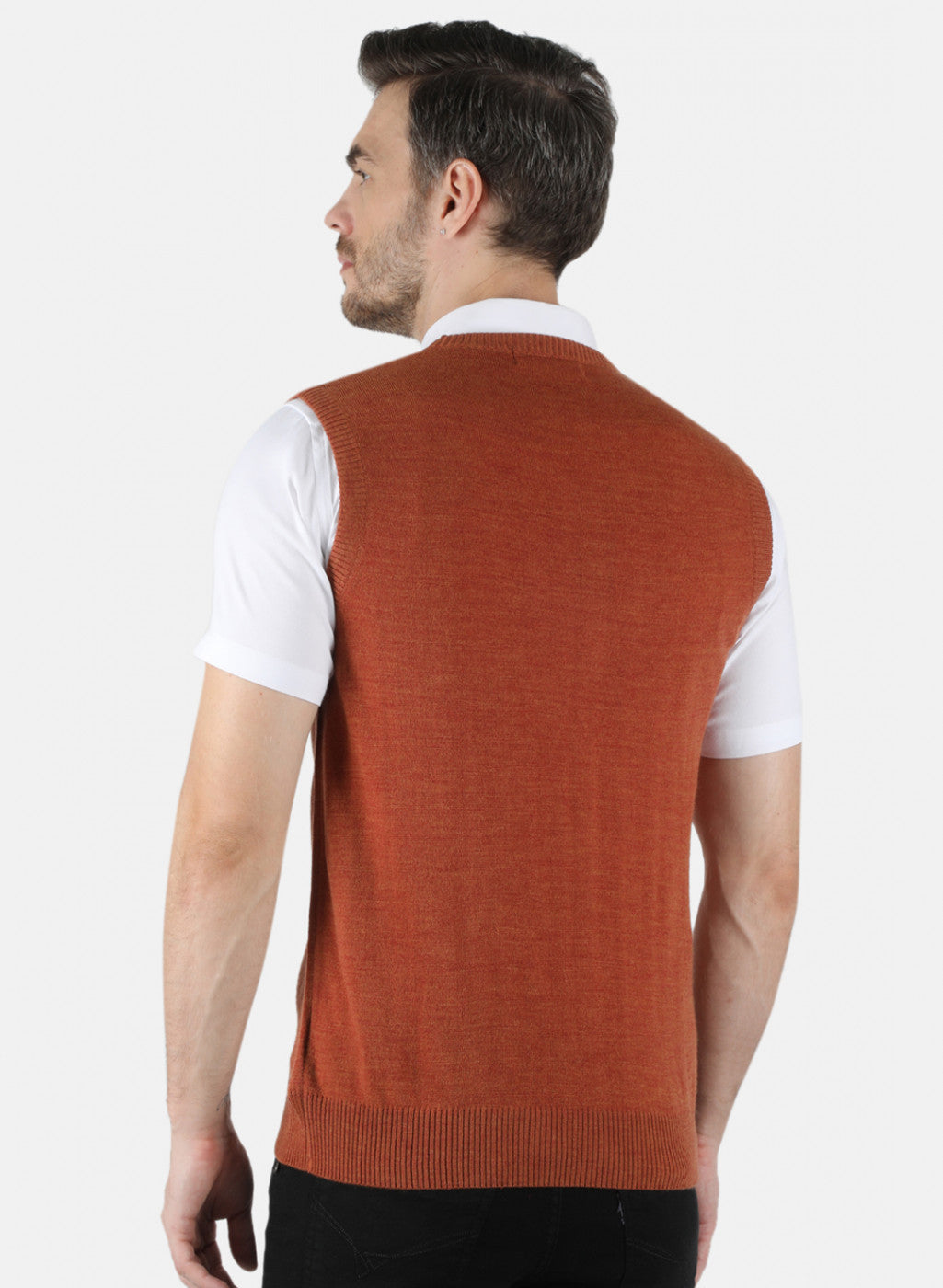 Men Orange Solid Sweater