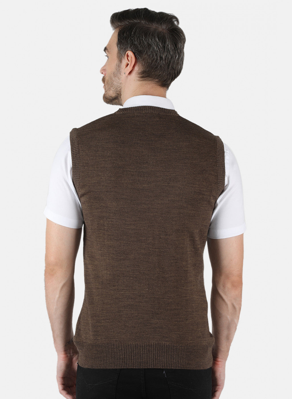 Men Brown Solid Sweater