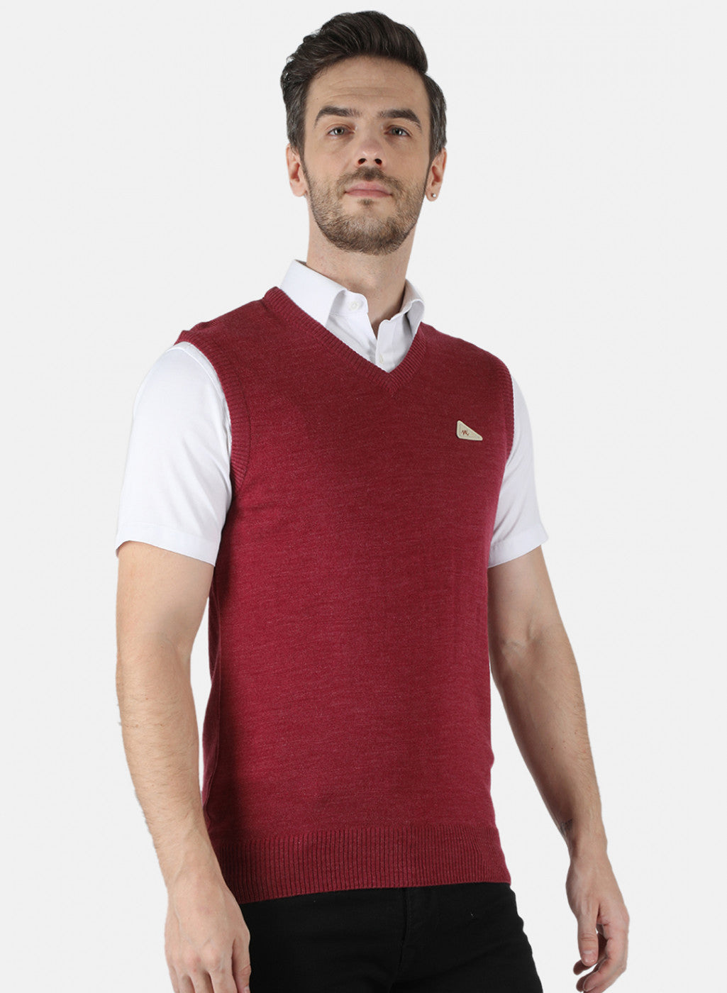 Men Red Solid Sweater