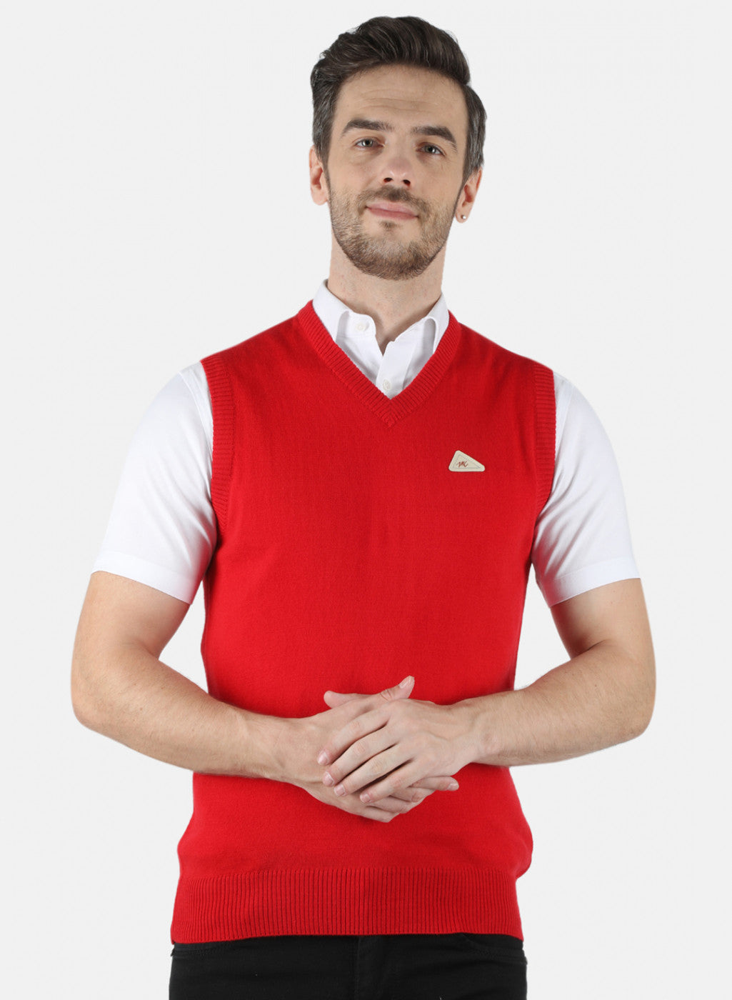 Men Red Solid Sweater