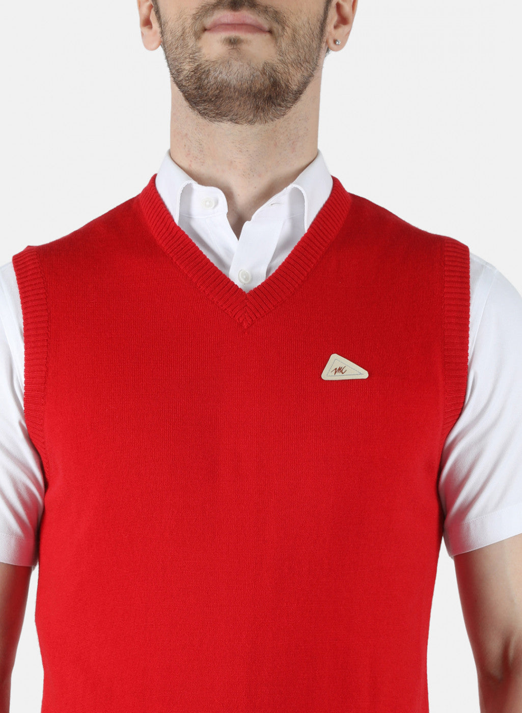 Men Red Solid Sweater