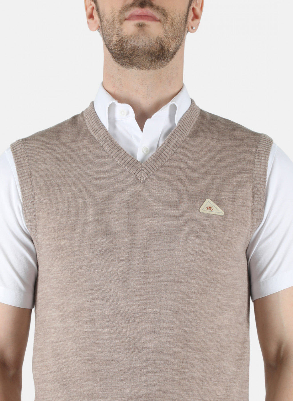Men Beige Solid Sweater