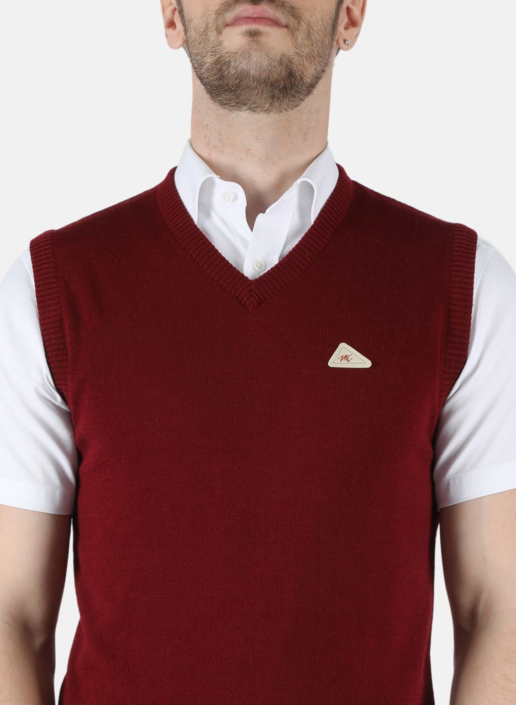 Men Maroon Solid Sweater