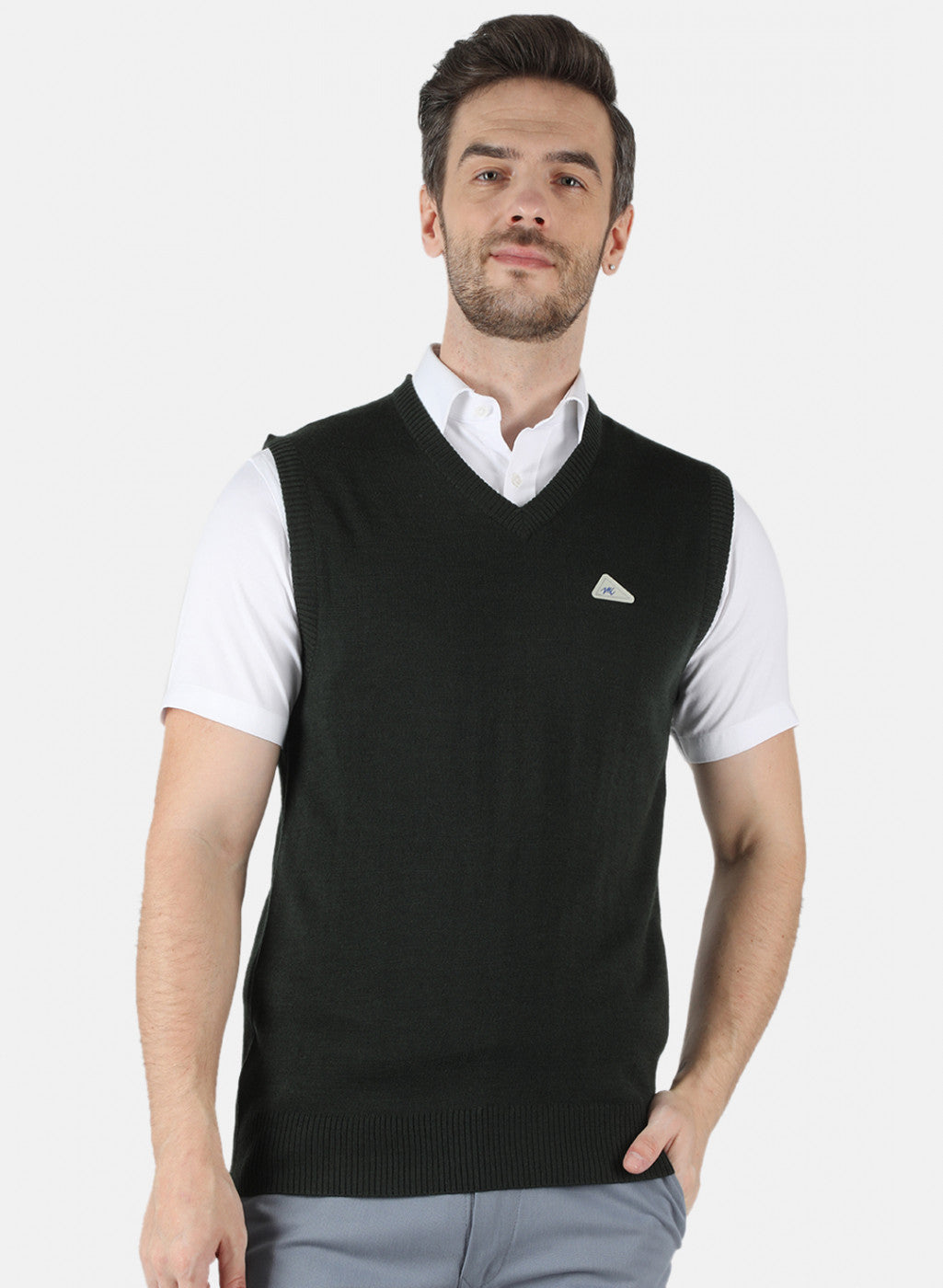 Men Green Solid Sweater