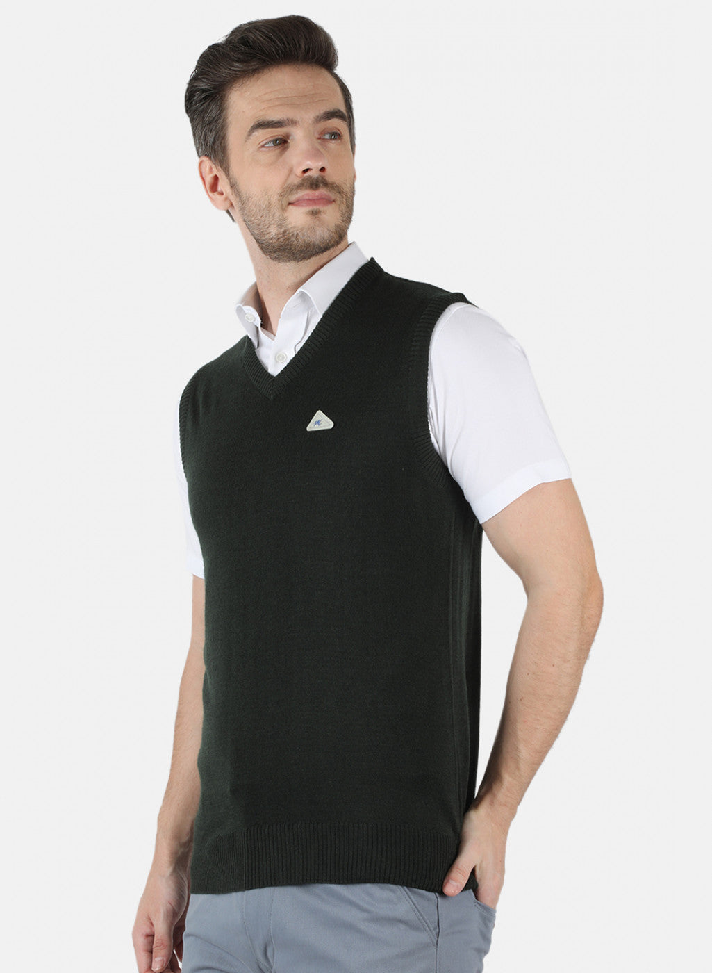 Men Green Solid Sweater