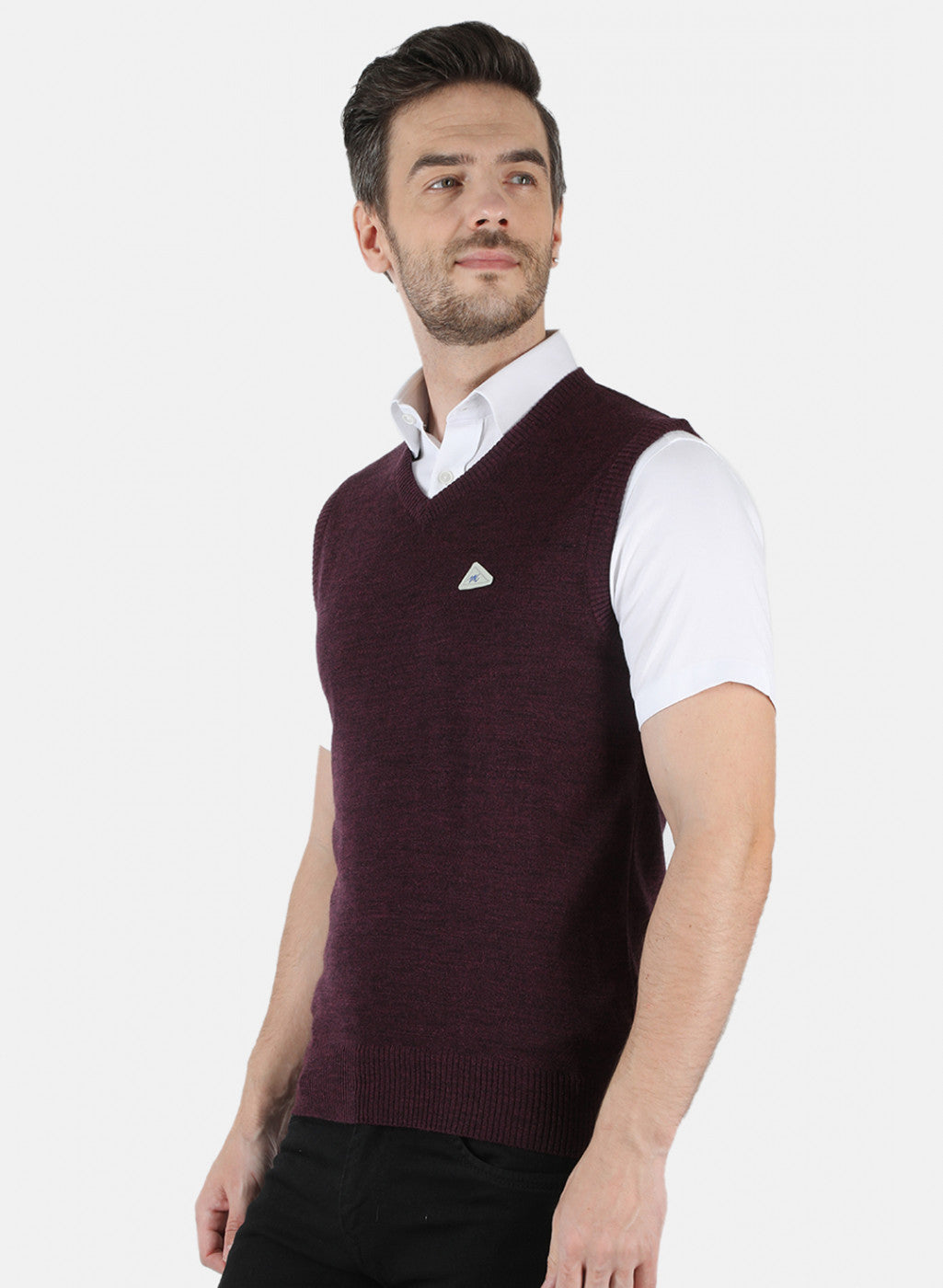Men Maroon Solid Sweater