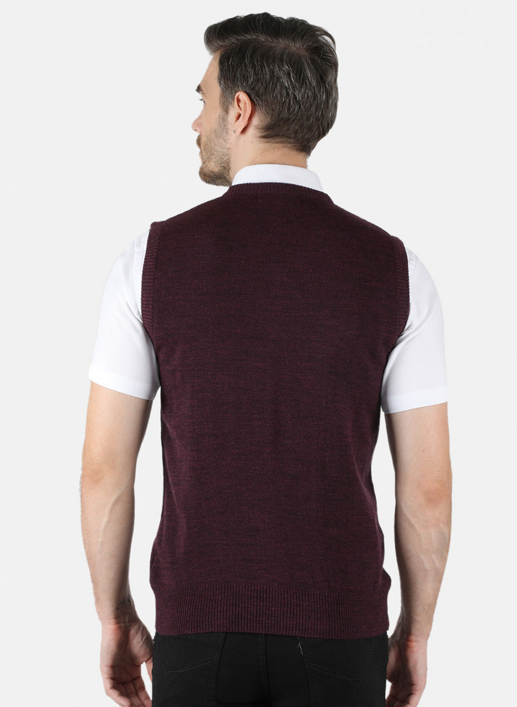 Men Maroon Solid Sweater