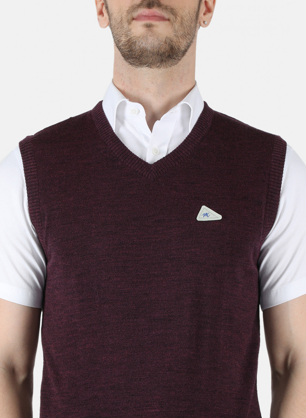 Men Maroon Solid Sweater