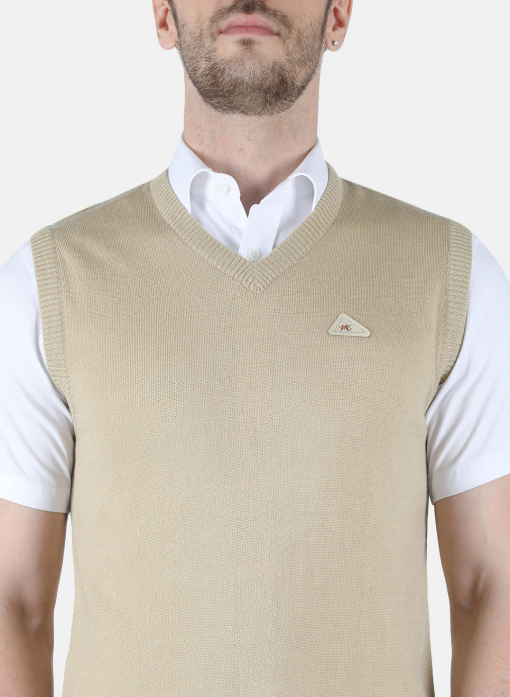 Men Beige Solid Sweater