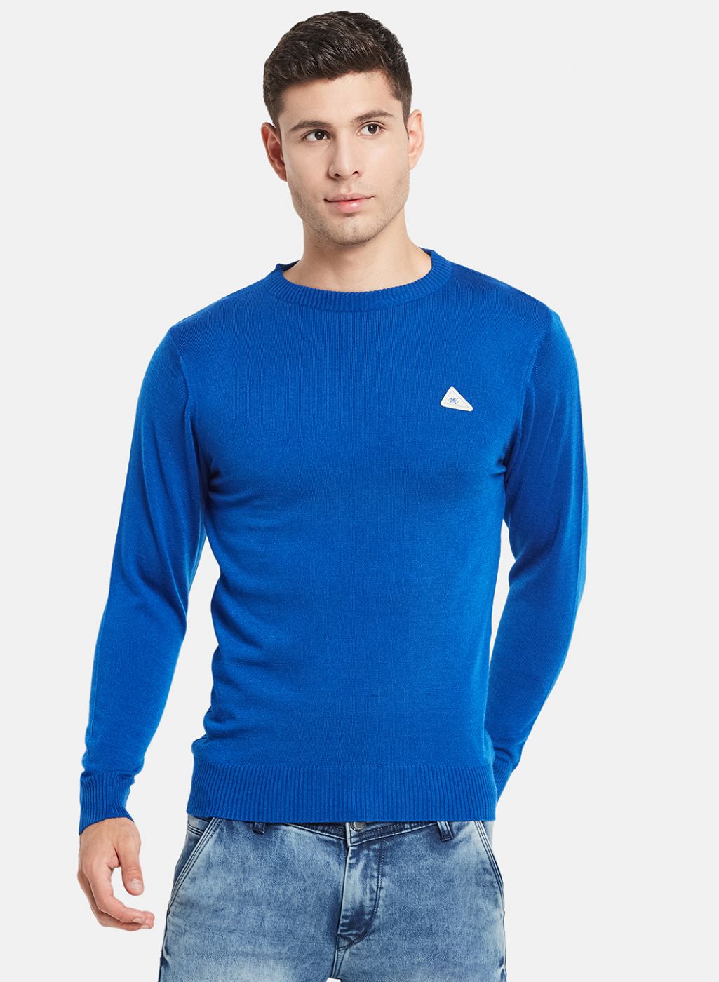 Men Blue Solid Pullover