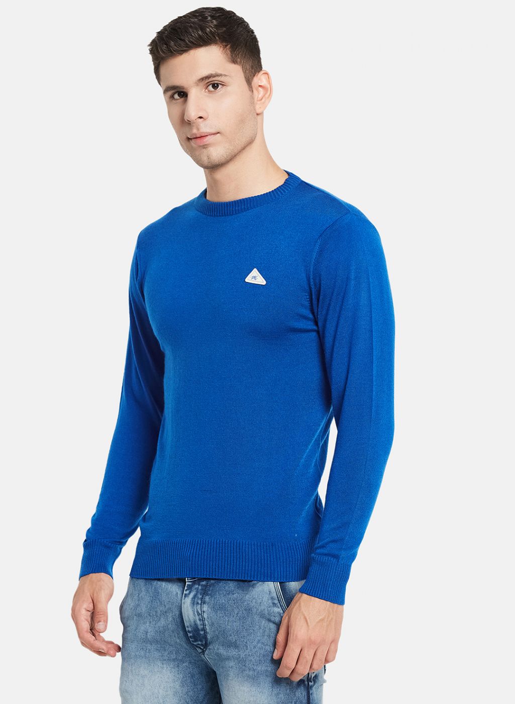 Men Blue Solid Pullover