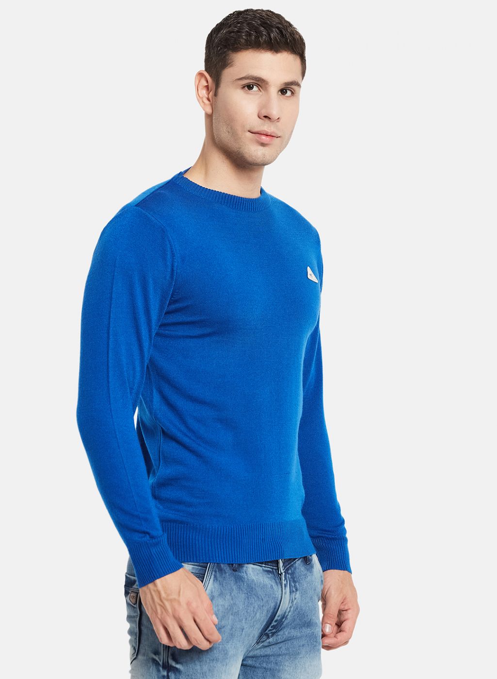 Men Blue Solid Pullover