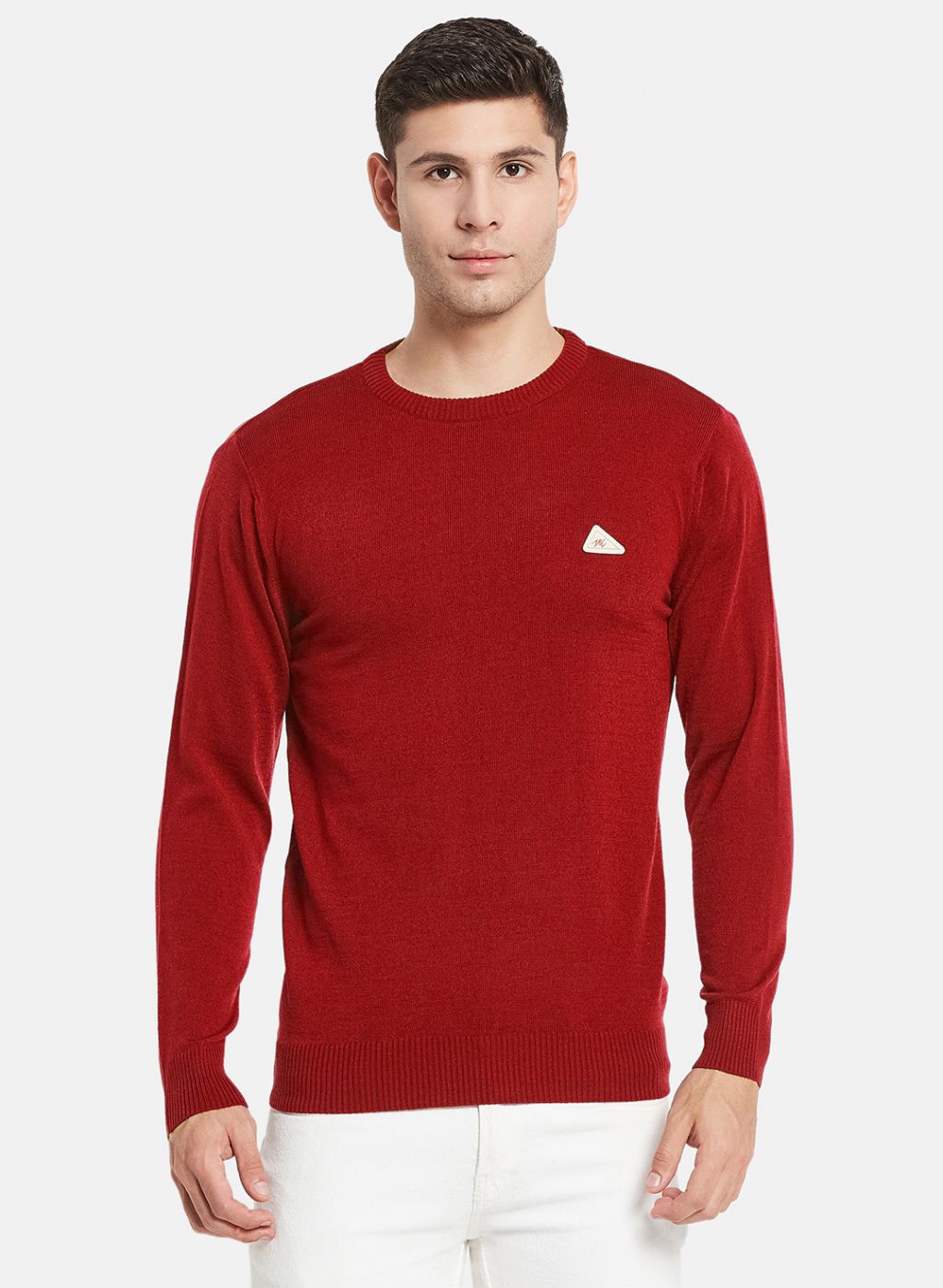 Men Maroon Solid Pullover