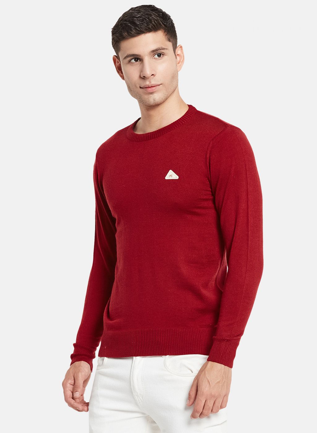 Men Maroon Solid Pullover