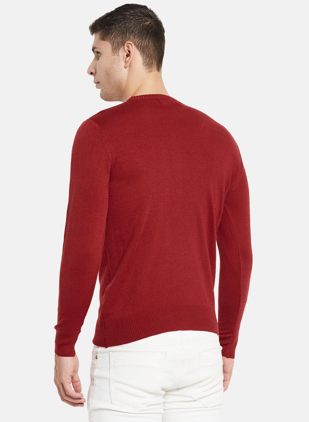 Men Maroon Solid Pullover