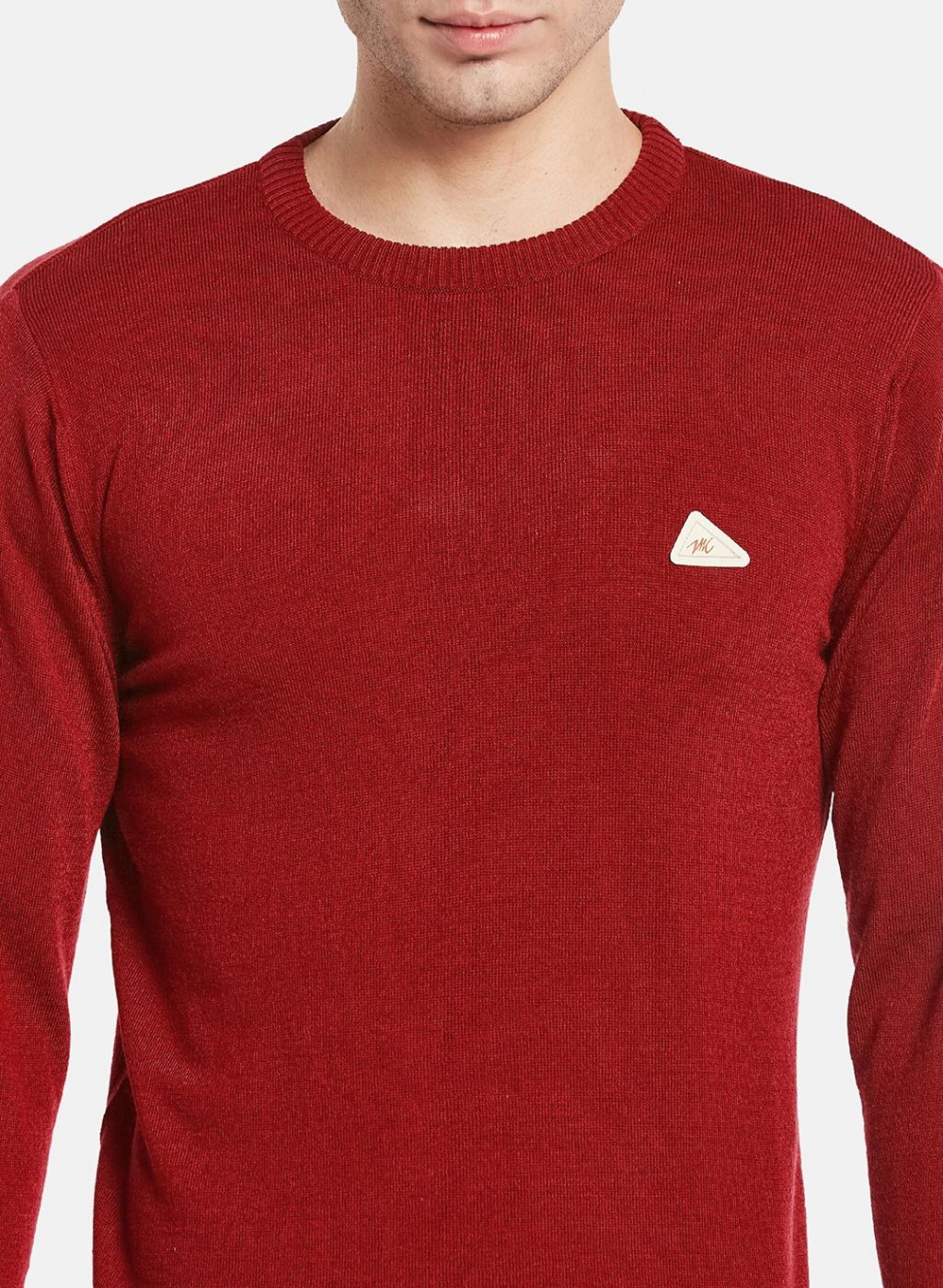 Men Maroon Solid Pullover