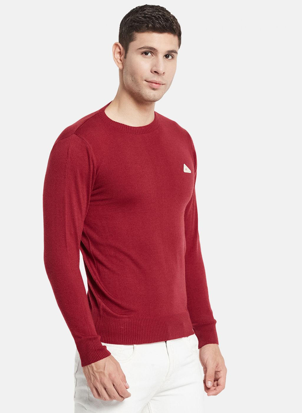 Men Maroon Solid Pullover