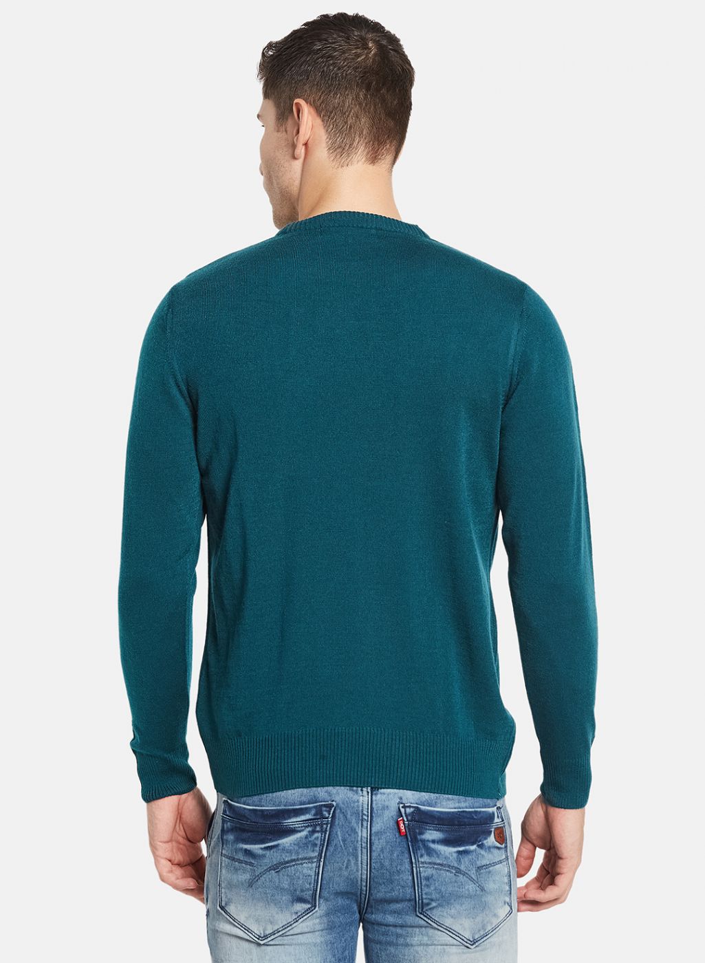 Men Green Solid Pullover