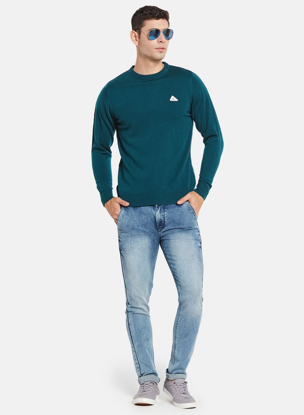 Men Green Solid Pullover
