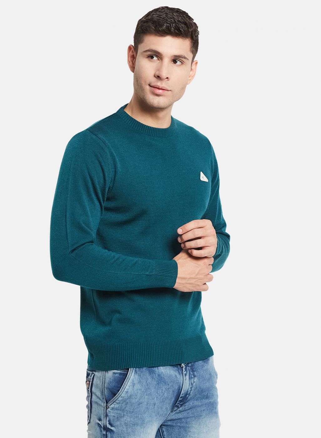 Men Green Solid Pullover