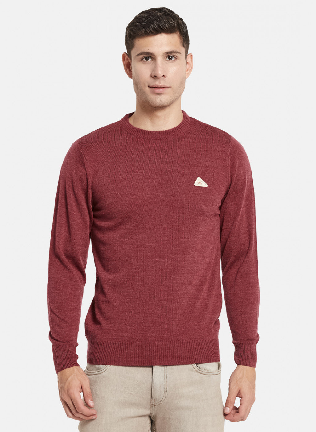 Men Red Solid Pullover