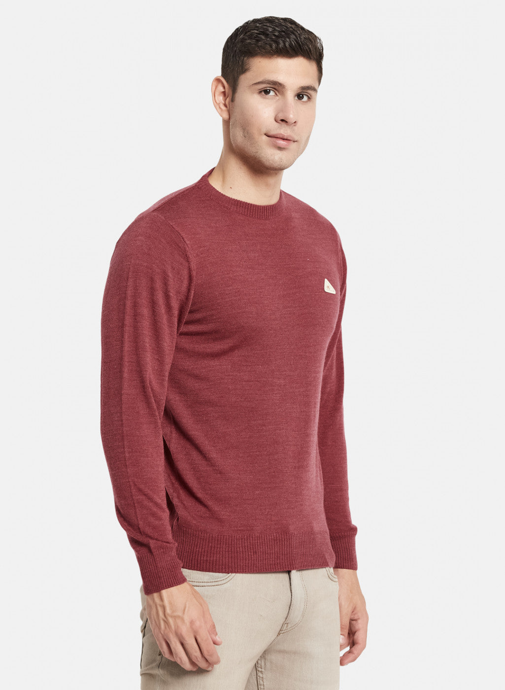 Men Red Solid Pullover