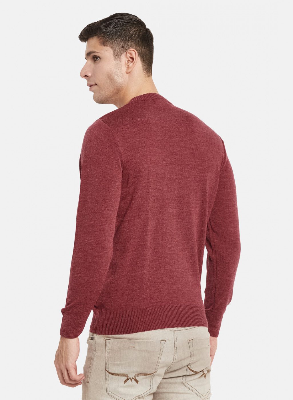 Men Red Solid Pullover