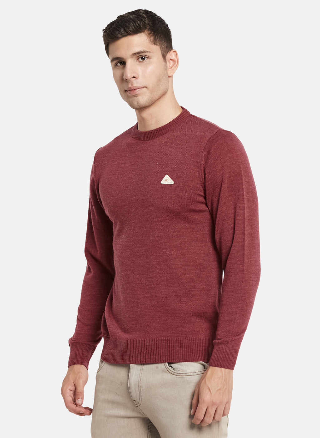 Men Red Solid Pullover